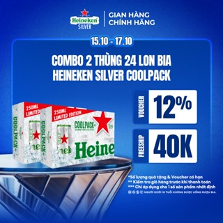 ĐỘ CỒN 4% - HỎA TỐC HCM - Combo 2 Thùng 24 lon bia Heineken Silver Coolpack 250ml/lon