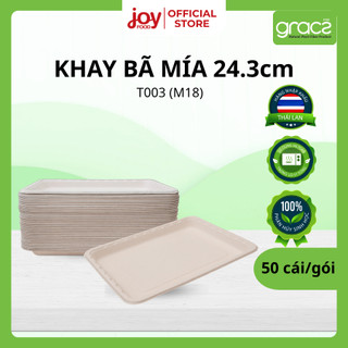  50 khay bã mía Gracz phủ màng dùng để đựng thịt tươi hải sản rau củ cao cấp T003G 