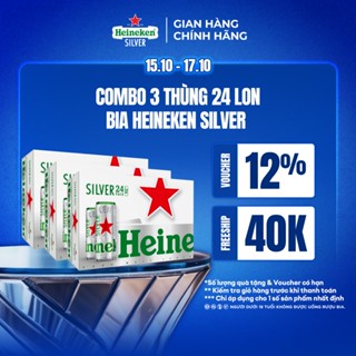 ĐỘ CỒN 4% - HỎA TỐC HCM - Combo 3 Thùng 24 lon bia Heineken Silver 330ml/lon