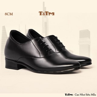   8CM  Giày Tăng Chiều Cao Nam T-Tra S1062 Đen - Cao Bí Mật Từ Bên Trong 