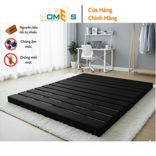 Giường pallet gỗ thông Behomes cao 10-20cm đã xử lí ẩm mốc mối mọi [Gỗ mới - Hàng Sơn PU - Hở Nan 2-3cm - Chân Hộp Kín]