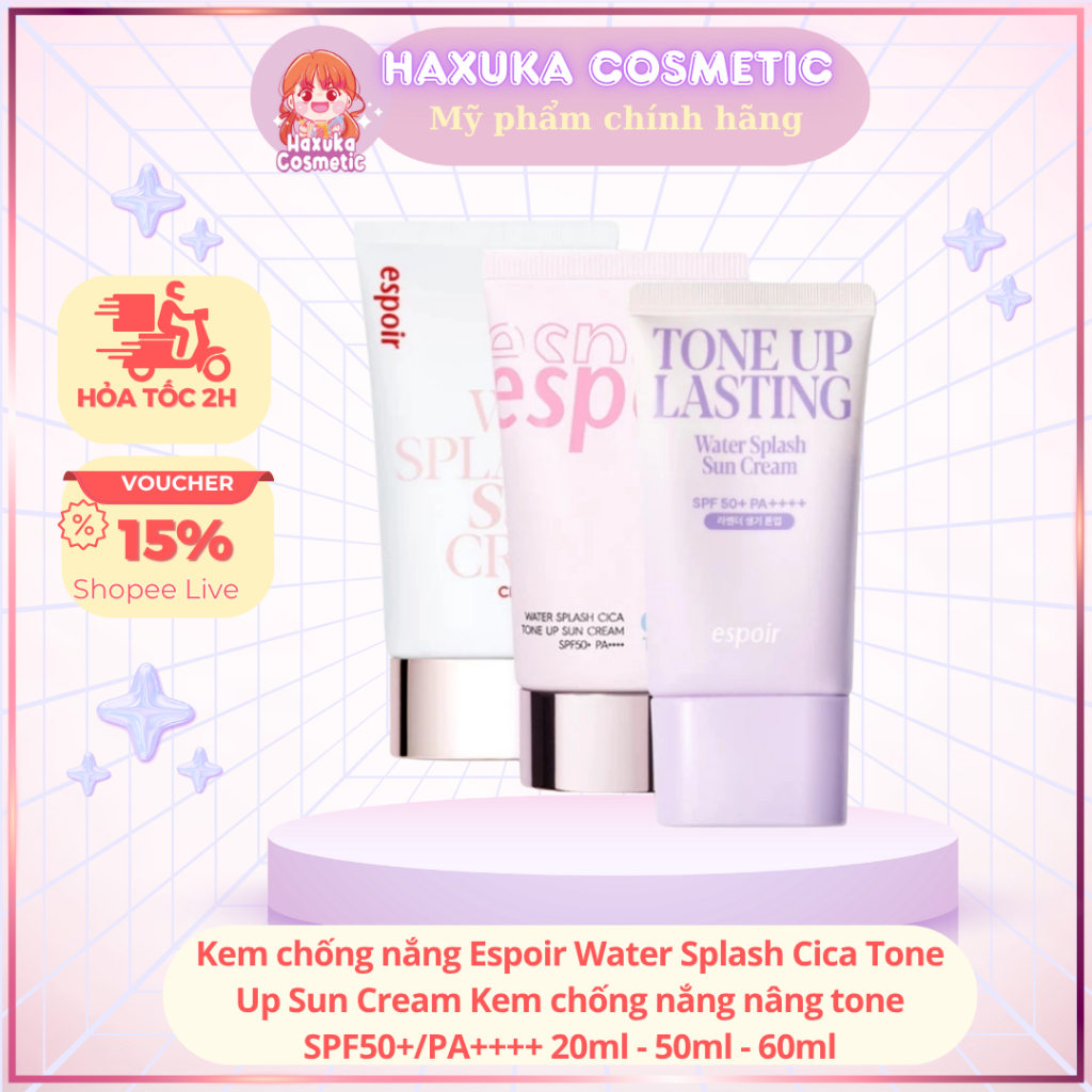 Kem Chống Nắng Espoir Water Splash Sun Cream Water Splash - Cica - Fresh SPF50+ PA+++ 60ml