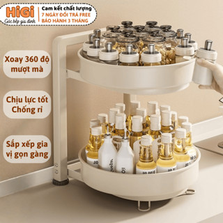 Kệ đựng gia vị xoay 360 độ 2 tầng nhà bếp chất liệu không gỉ chắc chắn chịu lực tốt lấy gia vị dễ dàng, sắp xếp gọn gàng
