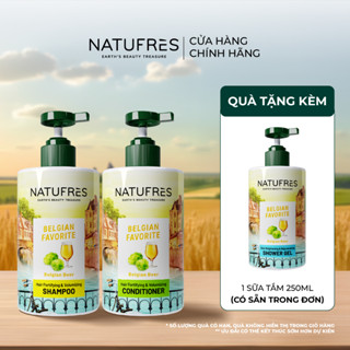 [MALL] Combo Dầu Gội & Dầu Xả Phồng Tóc, Ngăn Bết Dính Natufrès Shampoo Belgian Favorite 250ml+250ml