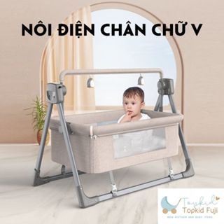  Nôi Điện Cho Bé TOPKIDS FUJI Cao Cấp Có Điều Khiển Từ Xa Kết Nối Bluetooth Tặng Màn,Túi Đựng Gấp Gọn. 