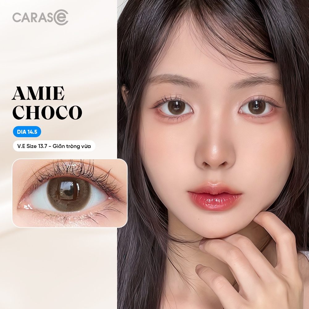 Kính áp tròng khoá ẩm 8H 3 Tháng Màu Nâu Chocolate CARASE, Lens cận B AMIE CHOCO (1 bên mắt)