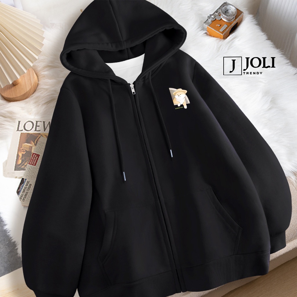 Áo Hoodie Zip, Áo Khoác Nam Nữ Unisex By JOLI Mã Travel Chất Nỉ Bông Form Rộng Mũ 2 Lớp J Joli Trend