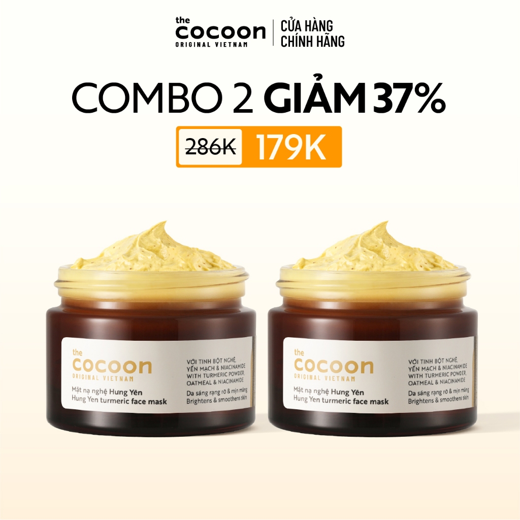 [MUA 2 GIẢM 37%] Combo 2 Mặt Nạ Nghệ Hưng Yên Giúp Sáng Da Và Mờ Thâm Cocoon 30ml