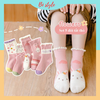  Tất cho bé trai bé gái vớ trẻ em nam nữ 1 tuổi đến 12 tuổi set 5 đôi tất chân cho bé hoạ cao cổ thể thao thu đông ấm T02 