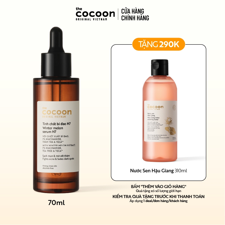 Tinh chất bí đao (serum) 7% Niacinamide sạch mụn chuyên sâu & mờ vết thâm Cocoon 70ml