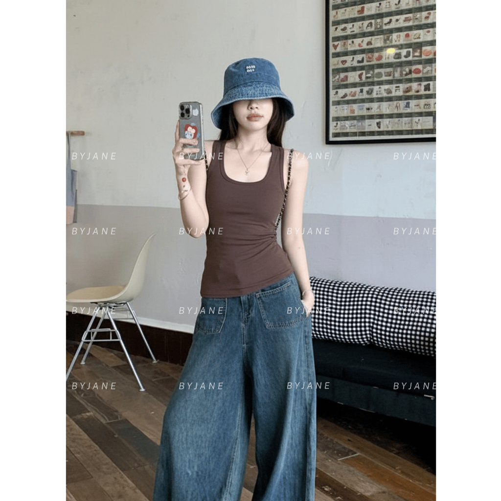 Áo ba lỗ nữ cotton mát BYJANE ( Từ 39kg-62Kg) áo 2 dây bản to, áo tanktop phù hợp đi tập-012 | BigBuy360 - bigbuy360.vn