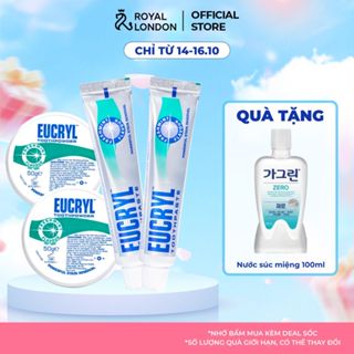Combo 2 Kem đánh răng Eucryl 62gx2 + 2 Bột đánh răng răng Eucryl 50gx hỗ trợ làm trắng răng