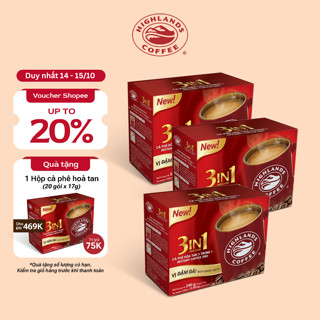 COMBO 3 HOP CÀ PHÊ SUA HOÀ TAN 3IN1 HIGHLANDS COFFEE - (20 gói x 3)
