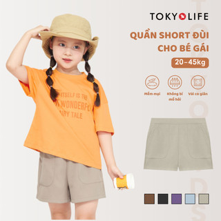 Quần short bé gái TOKYOLIFE quần đùi trơn basic cạp chun sau túi chéo 40003533