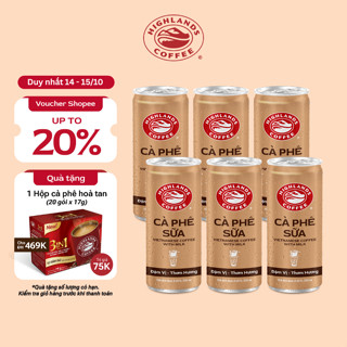 CÀ PHÊ SỮA ĐÓNG LON HIGHLANDS COFFEE - LỐC 6 LON 235ML