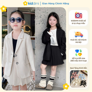(Chính hãng KIDDIMI) Set áo vest + chân váy cao cấp sang chảnh cho bé gái - KELY SET