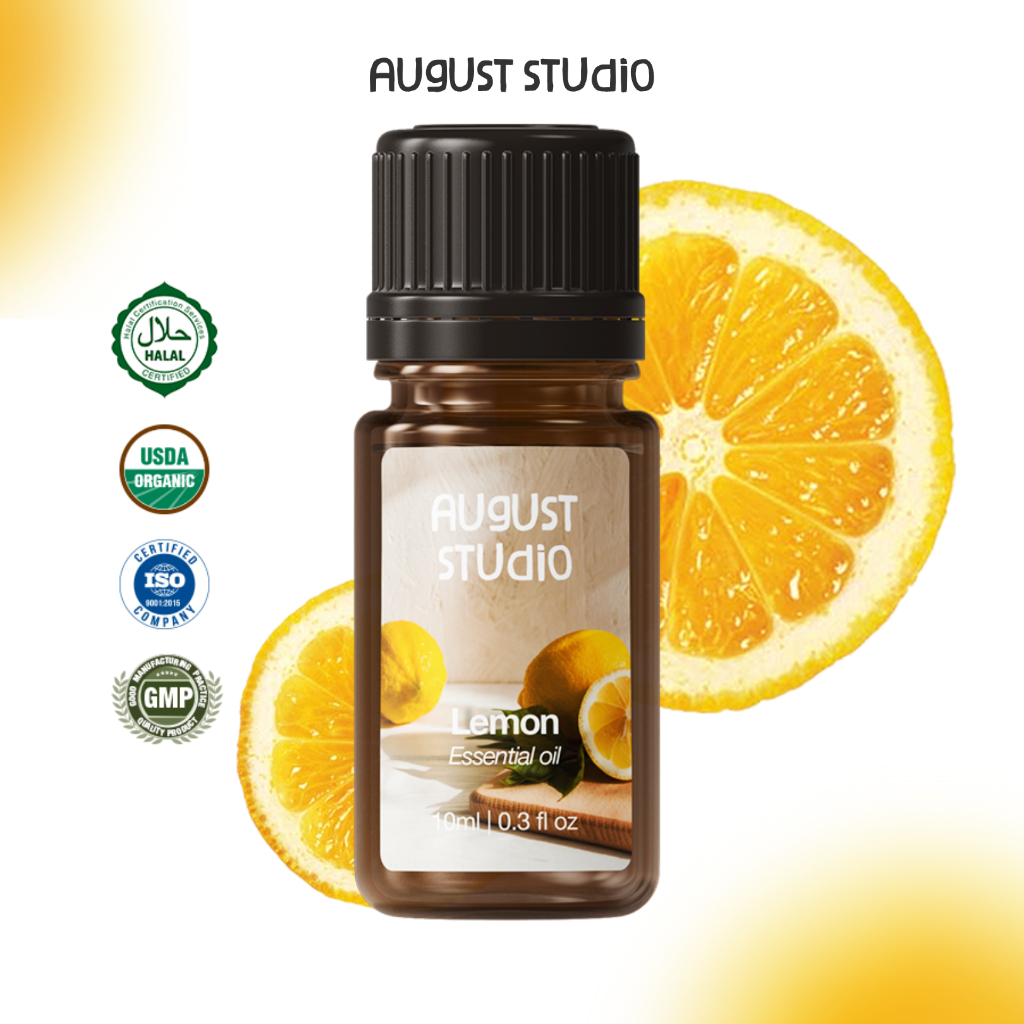 Tinh Dầu Thiên Nhiên Chanh (Lemon) – August Studio Thanh Mát, Khử Mùi, Đuổi Côn Trùng Chai 10ml/30ml