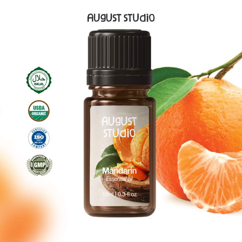 Tinh Dầu Thiên Nhiên Vỏ Quýt (Mandarin) – August Studio Nguyên Chất, Ngọt Dịu, Khử Mùi 10ml/30ml