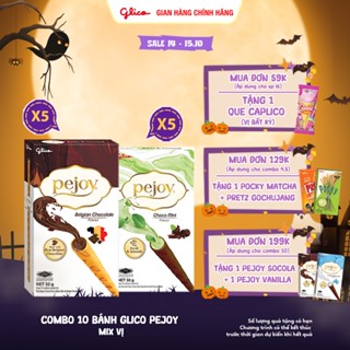 Combo 10 hộp Bánh que nhân kem Glico Pejoy Happy Set D mix vị (5 Socola - 5 Choco Mint)