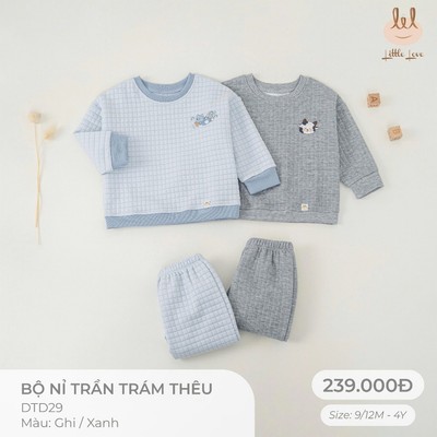 Nỉ trần trám thêu dành cho bé Lil Little Love (DTD29)