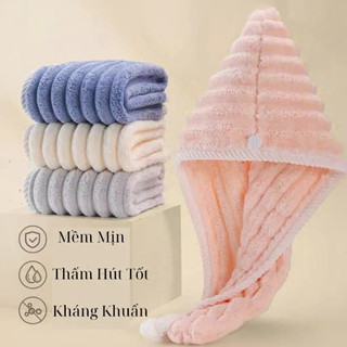 PVN72704 Mũ Quấn Tóc Lông Dệt Sóng Siêu Thấm Hút, Nhanh Khô Hàng Nội Địa Trung Cao Cấp