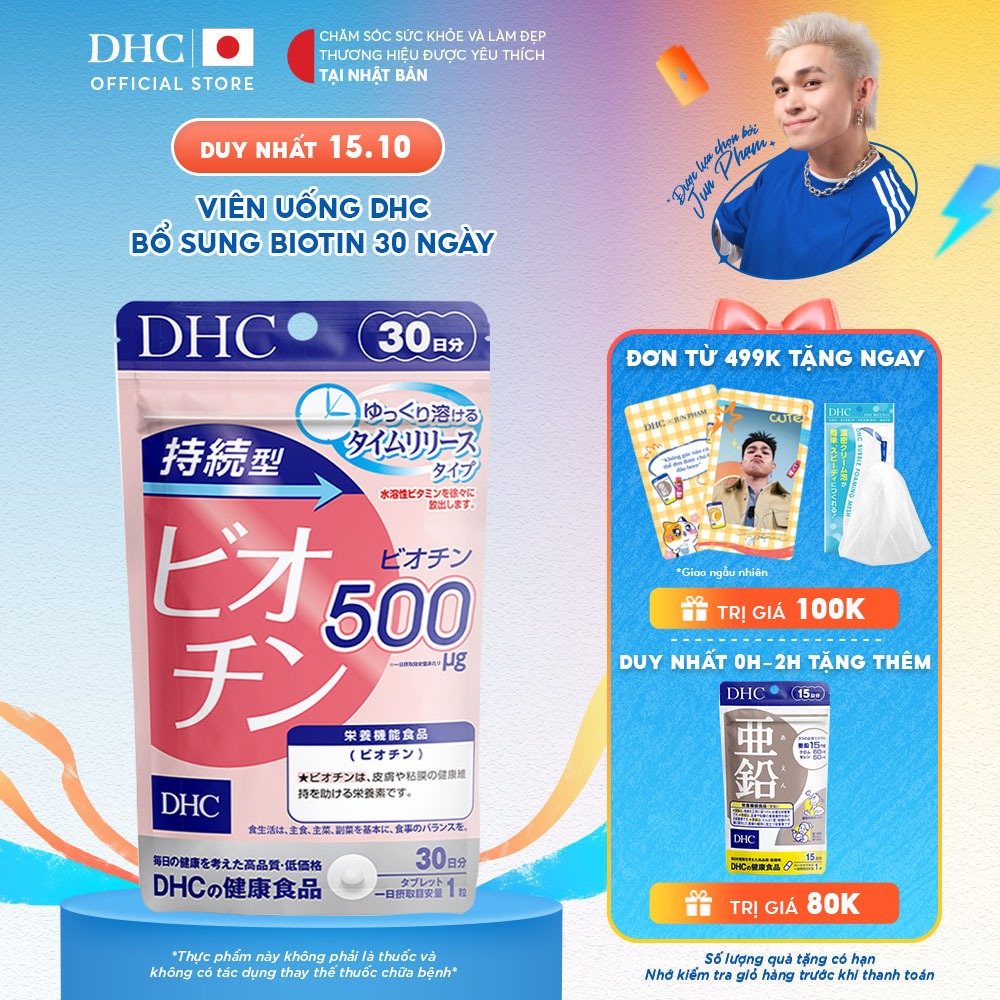 Thực phẩm bảo vệ sức khỏe DHC Sustained Release Biotin (30 ngày) - Dạng viên uống hỗ trợ bổ sung Biotin