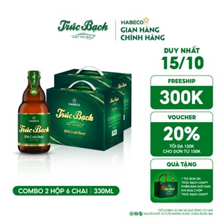 Bia Trúc Bạch IPA Craft - Nồng độ cồn 6,5% - COMBO 2 Hộp 6 chai 330ml/chai