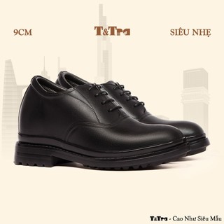 [9CM] Giày Tăng Chiều Cao Nam T&Tra T141 Đen - Nhẹ Hơn và Ít Dốc Hơn