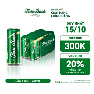Bia Trúc Bạch - Nồng độ cồn 5,1% - Lốc 6 lon 330ml/lon