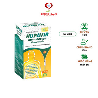   Cam kết che tên  Viên uống HUPAVIR Immunocaps hỗ trợ đào thải HPV sùi mào gà  - Lọ 60 viên  Mẫu mới  