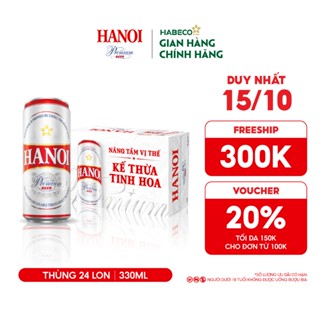 Bia Hanoi Premium - Nồng độ cồn 4,9% - Thùng 24 lon 330ml/lon