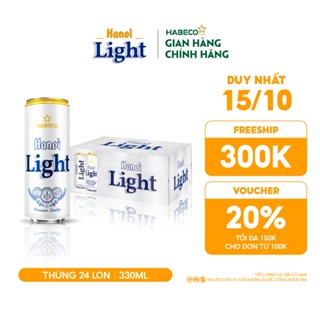 Bia Hanoi Light - Nồng độ cồn 4,2% - Thùng 24 lon 330ml/lon