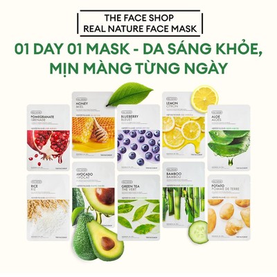 (Gift) 5 Mặt Nạ Cung Cấp Nước Cho Da THE FACE SHOP Real Nature 20g