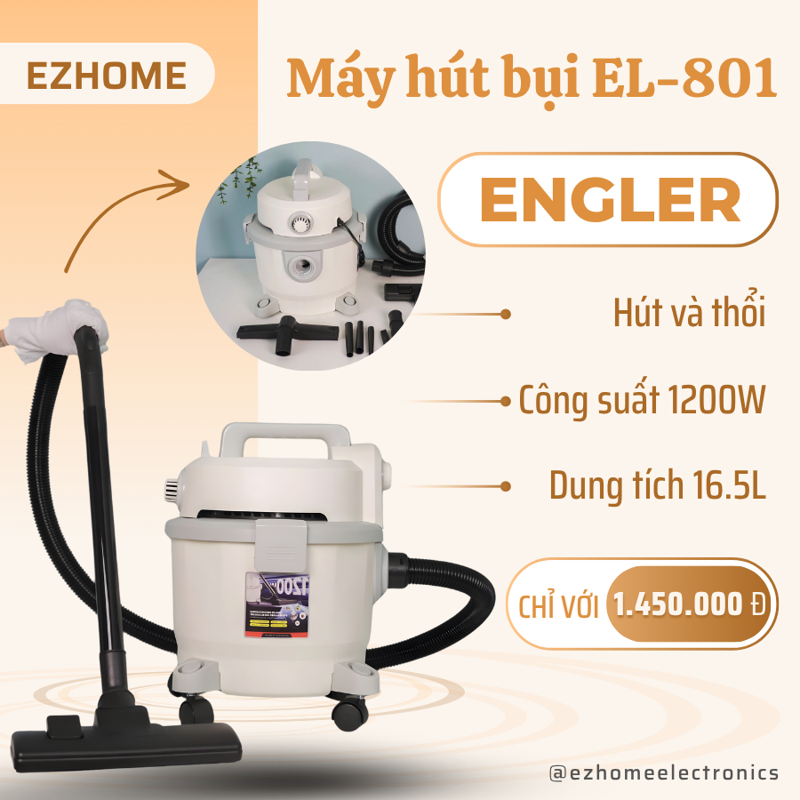 Máy Hút Bụi Engler EL801 Công Suất 1200W Hút Thổi 2 Chiều Lực Hút Mạnh Hút Sạch Mọi Ngóc Ngách