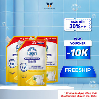 Combo 3 Túi Nước Rửa Chén Bát Gốc Thực Vật EZ CLEAN 1,2kg sạch nhanh dầu mỡ,mùi tanh, dịu nhẹ da tay