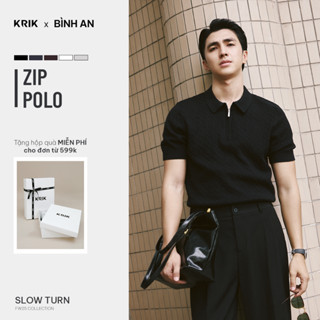 Áo Polo Len Nam KRIK Form Fitted Chất Liệu Pha Sợi Thiết Kế Cổ Khóa Kéo Hiện Đại Thanh Lịch PL2238