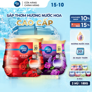Combo 2 Sáp Thơm Phòng AMBI PUR Hộp 180Gx2 Hương Thư Giãn/ Oải Hương/ Downy/ Hoa Tươi/ Sả/ Hoa Hồng/ Chanh