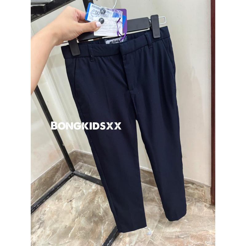 Quần Vải Bé Trai Kẻ Nhỏ Xanh Navy MISHOO ACOOLA