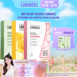 Mặt Nạ Giấy COLORKEY LUMINOUS Vitamin B5/ Vitamin B3/ Trà xanh Hỗ trợ dưỡng ẩm, sáng da, giảm dầu mụn 10 miếng/hộp