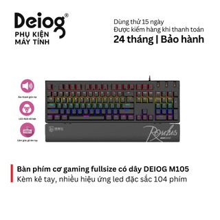  Bàn phím cơ led có dây gaming DEIOG M105 thiết kế kèm giá kê tay tháo rời phiên bản đen 