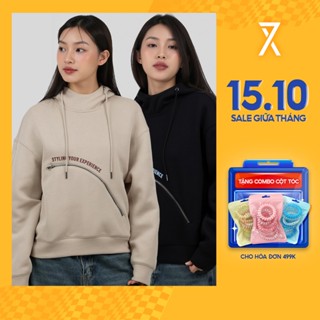 Áo Khoác Hoodie Nữ Couple TX Thun 2 Da Túi Khóa Kéo Form Oversize Boxy WHO 2027