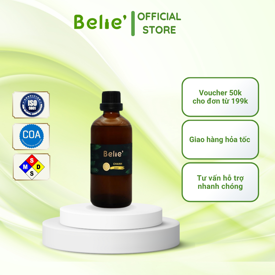 Hương Chanh 100ml Belie' Xông Thơm, Thư Giãn, Giảm Stress, Khử Mùi Hôi Phòng