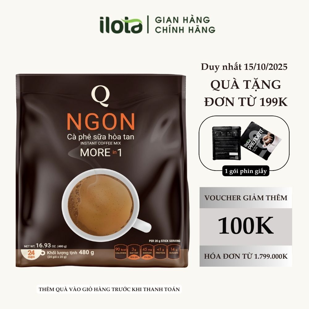 Cafe sữa hoà tan 3 in 1 NGON Trần Quang uống liền 24 gói