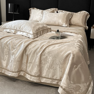  Bộ Ga Giường Phi Lụa Vân Chìm ‘Sóng Biển’ Cao Cấp Có Độ Bền Cao Phiên Bản Mới Chăn Chần Bông 2mx2m3 