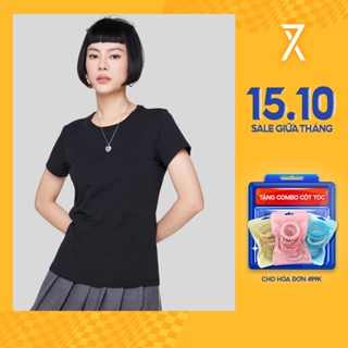 [Combo 2 Áo 238K] Áo Thun Nữ Couple TX Cổ Tròn Basic Vải Đốm Form Slim Ôm WTS 2375