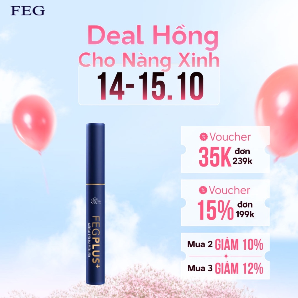 Dưỡng mi tế bào gốc FEG Plus+ Stem Cells ban đêm - Dày mi sau 14 ngày, không gây thâm mắt