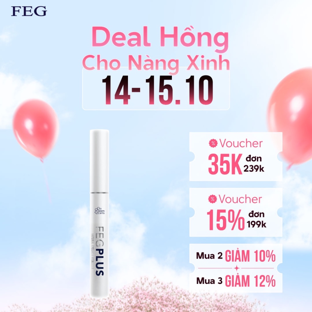 Dưỡng Mi Tế Bào Gốc FEG Plus Stem Cells - Dài Mi Sau 14 Ngày, Không Chứa Prostaglandins Gây Thâm Mắt (5ml)
