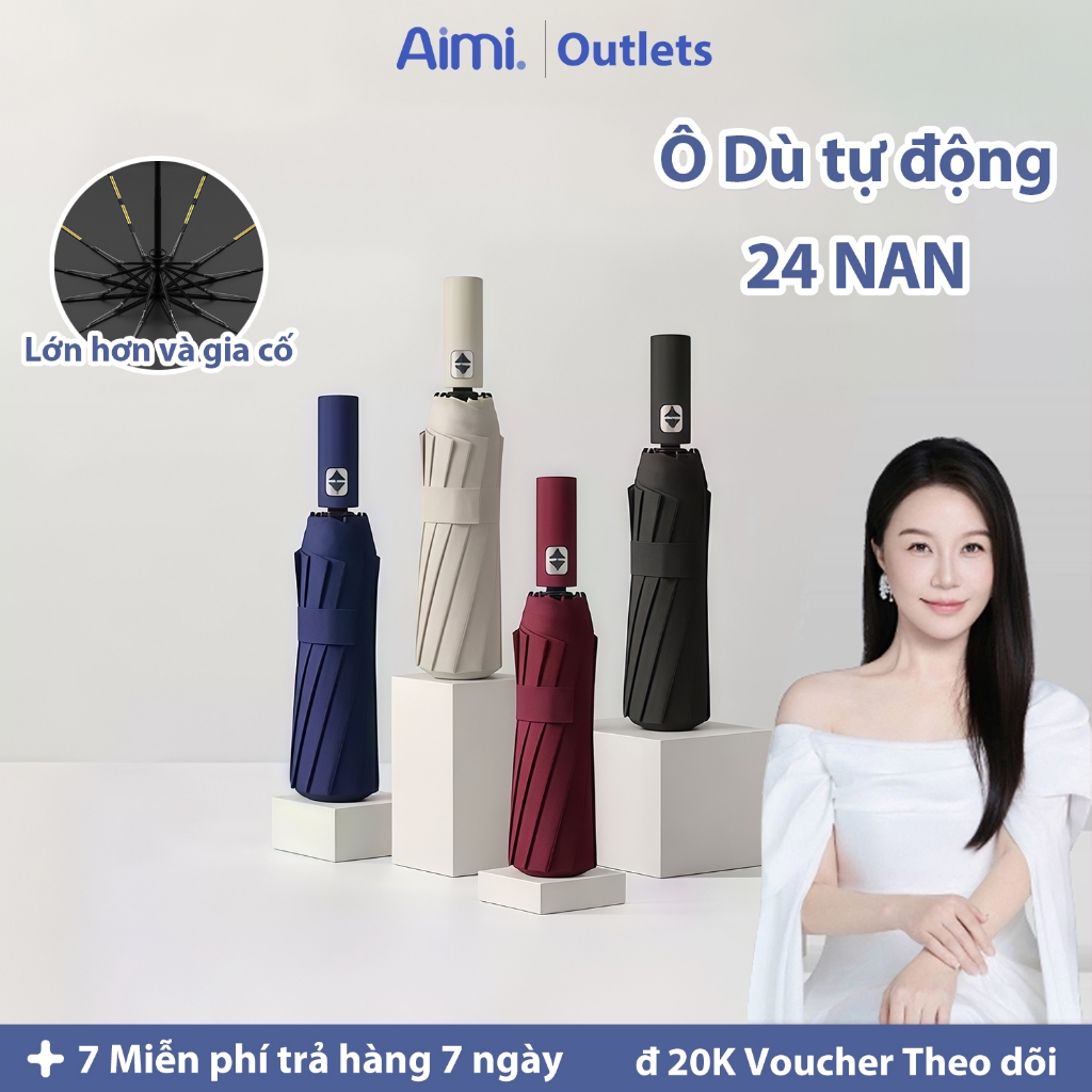 Ô Dù tự động che mưa đi nắng 24 NAN cao cấp Gấp gọn Đóng Mở tự động cho Ô Tô Xe Hơi Du Lịch