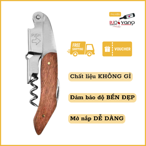 Khui mở rượu vang cao cấp, Dụng cụ mở nắp chai không gỉ dễ sử dụng KR 002