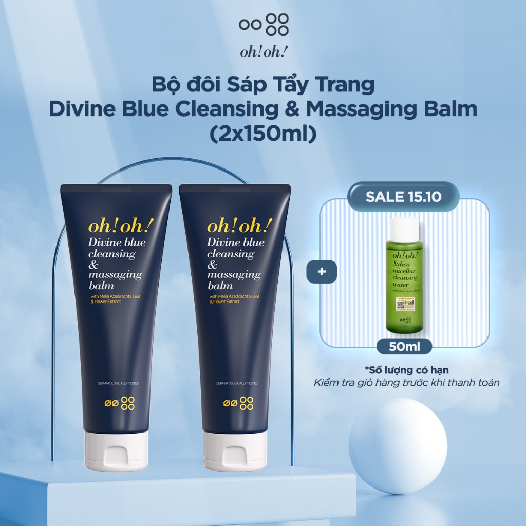Bộ đôi làm sạch sâu & trải nghiệm thư giãn oh!oh! Divine Blue Cleansing & Massaging Balm (150mlx2)